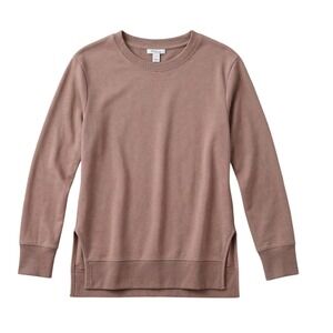 DAILY RITUAL Womens Terry Cotton Modal Crewneck Sweatshirt Mauve Taupe Medium